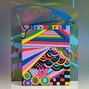 Psychedelic Abstract Acrylic on Canvas Original Rainbow Wall Art